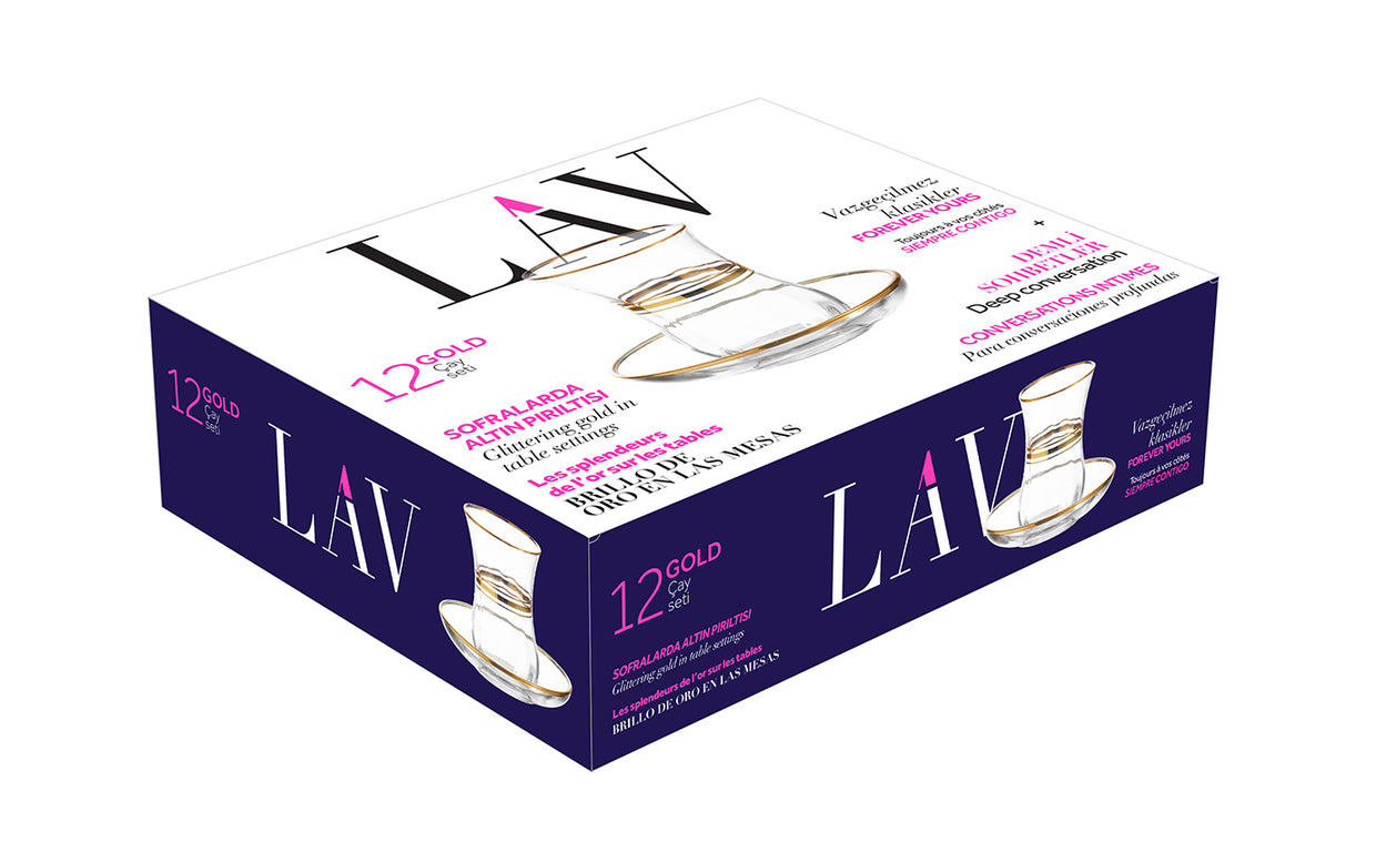 Klasik Altın Cam Çay Seti