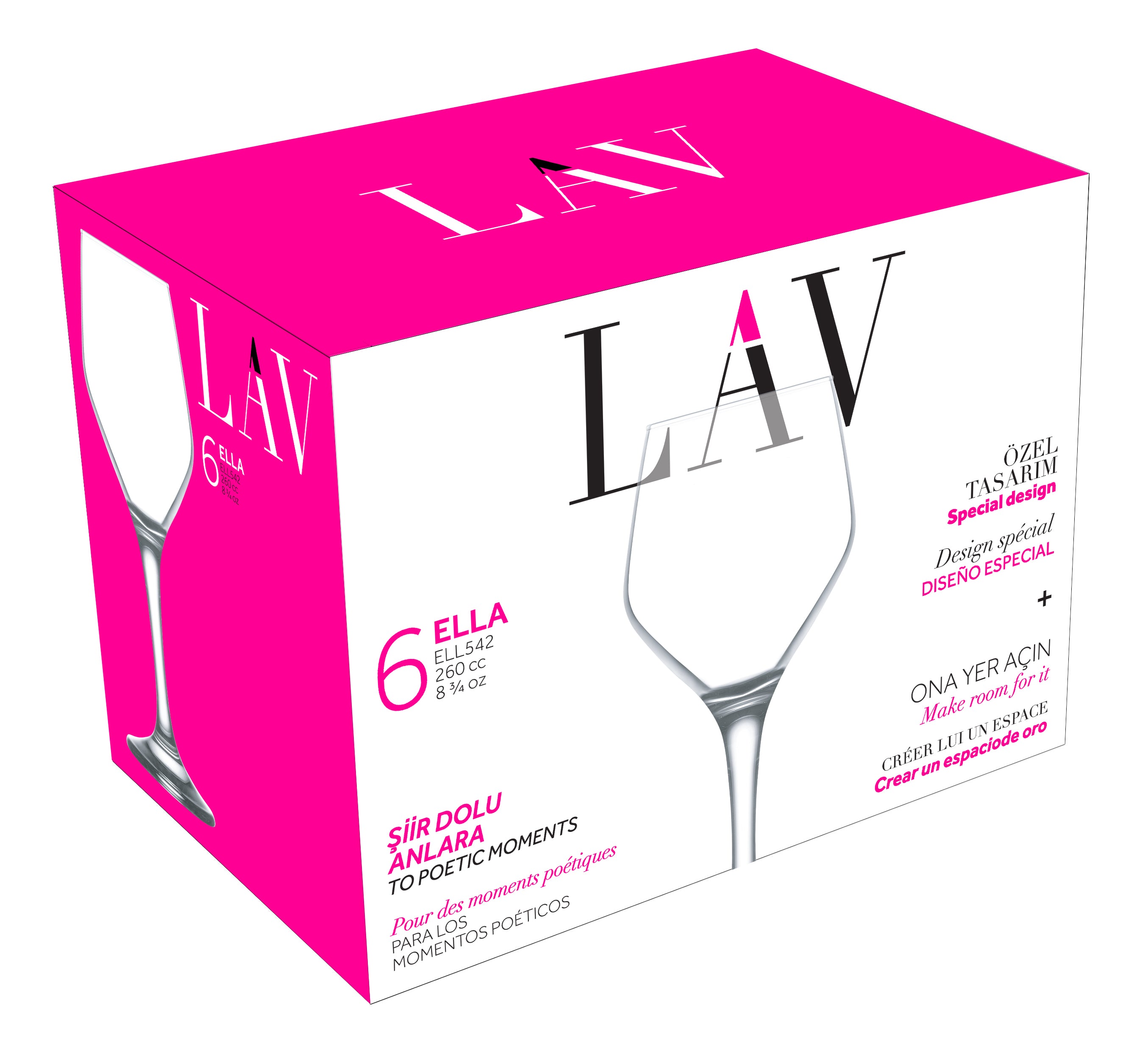 Ella Cam Beyaz Şarap Kadehi