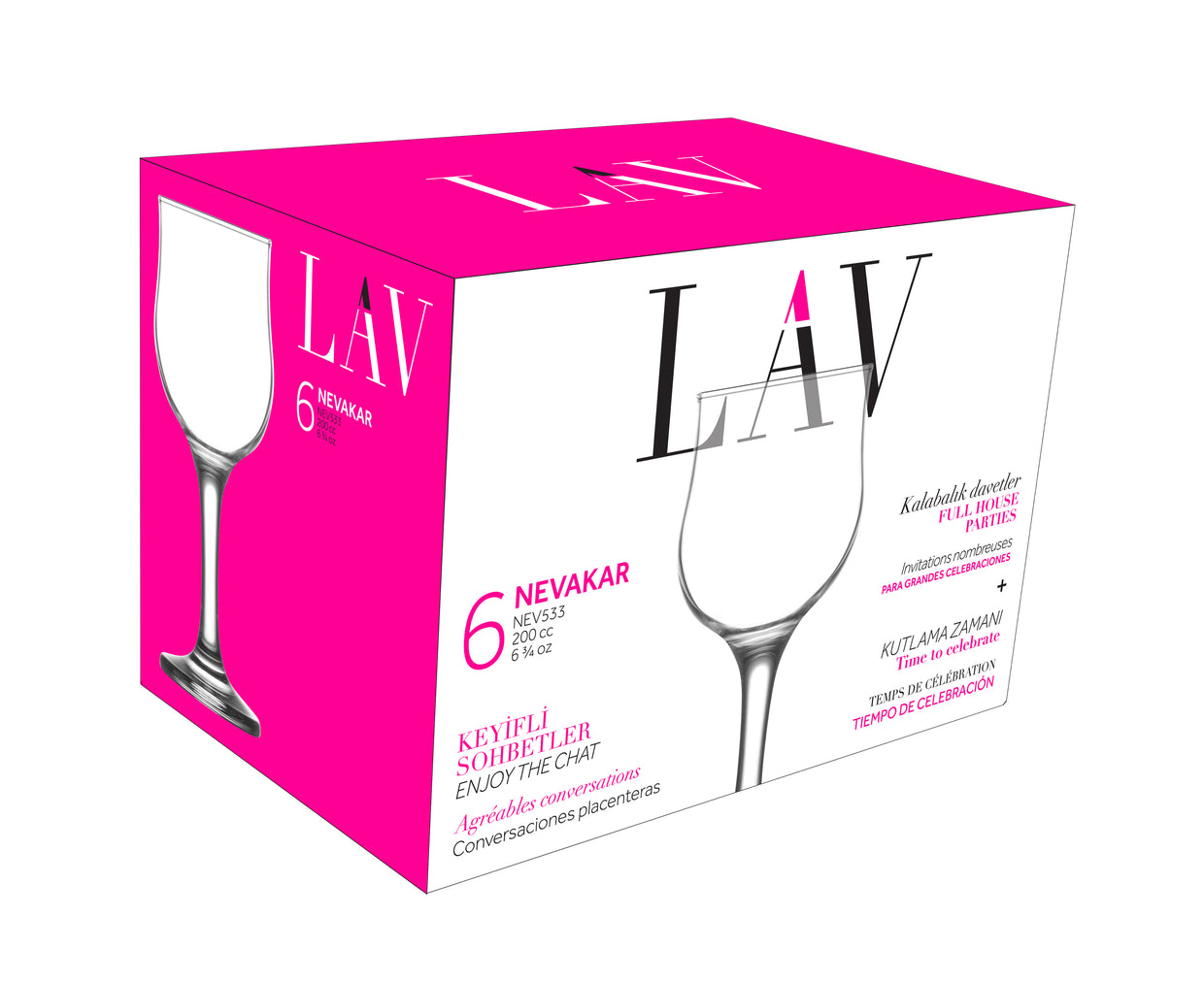 Nevakar Cam Beyaz Şarap Kadehi