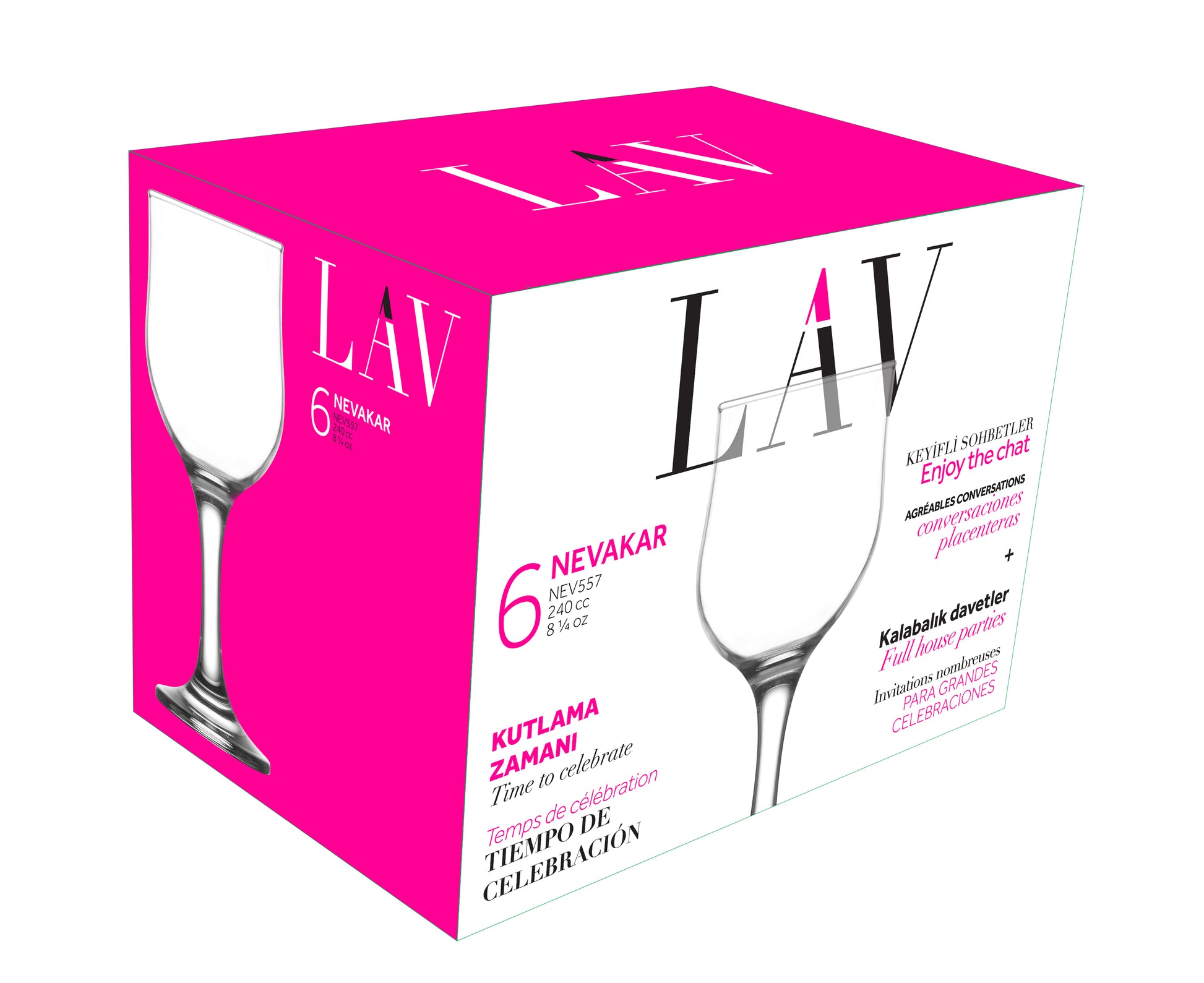 Nevakar Cam Kırmızı Şarap Kadehi