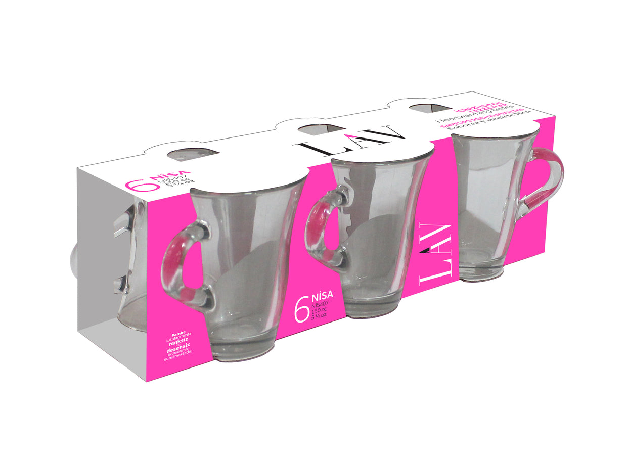 Nisa Cam Kulplu Çay Bardağı