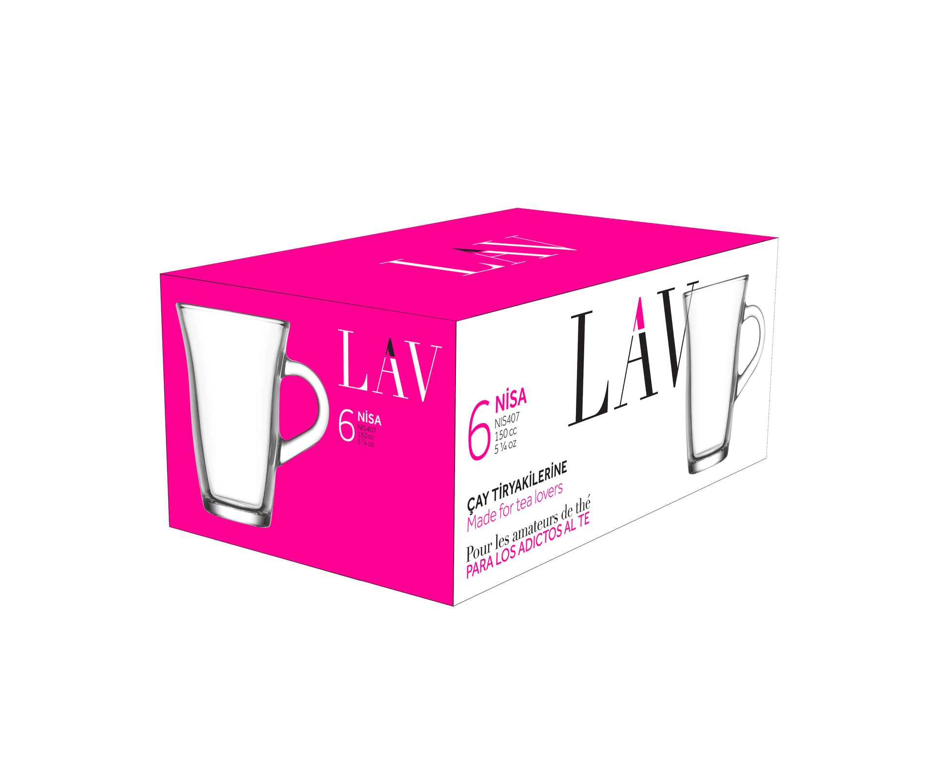 Nisa Cam Kulplu Çay Bardağı