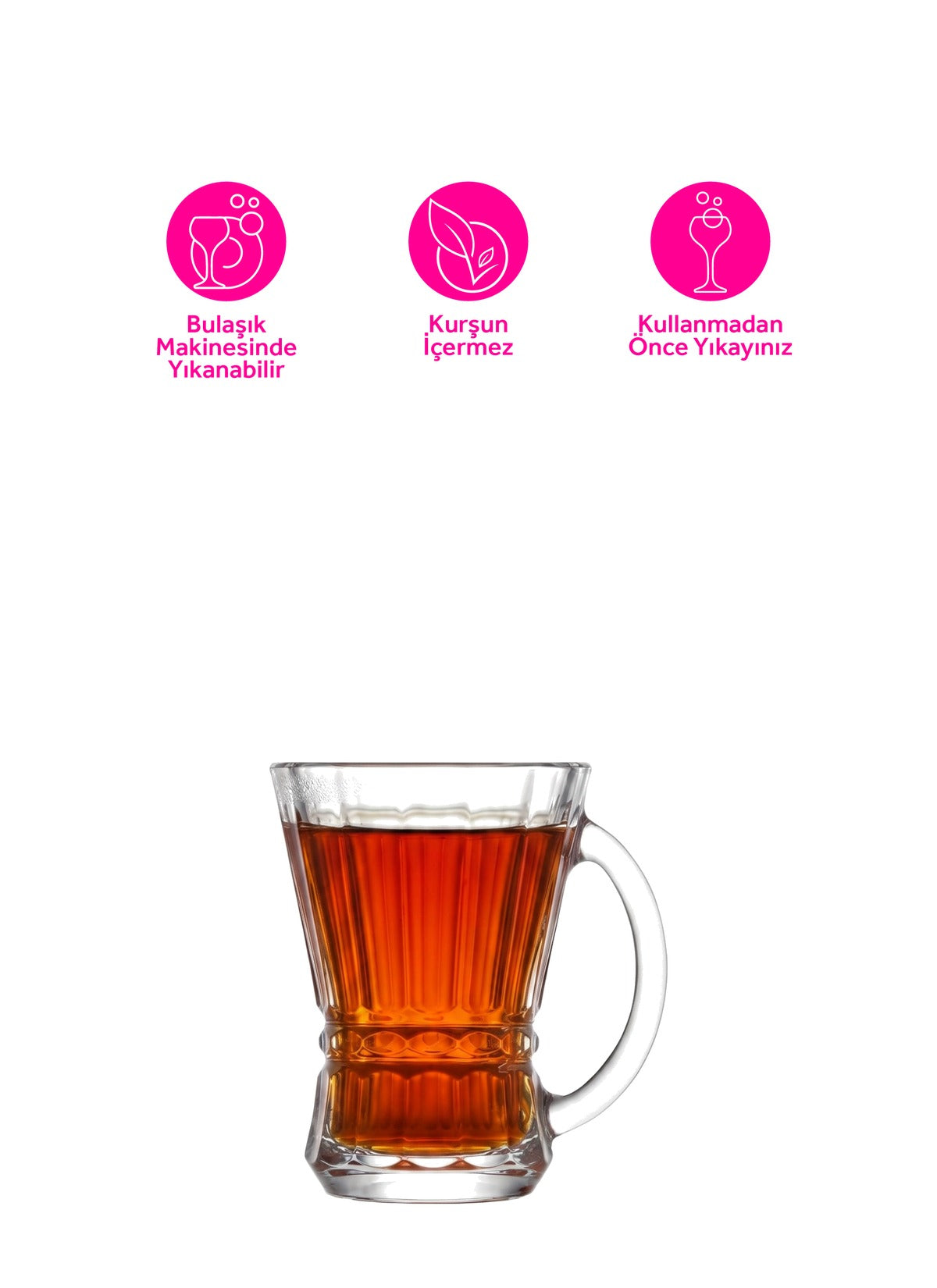 Venüs Cam Kulplu Çay Bardağı
