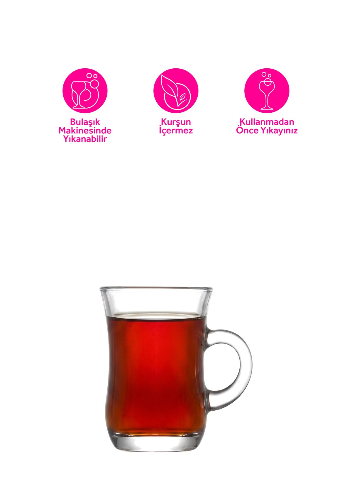 Yudum Cam Kulplu Çay Bardağı